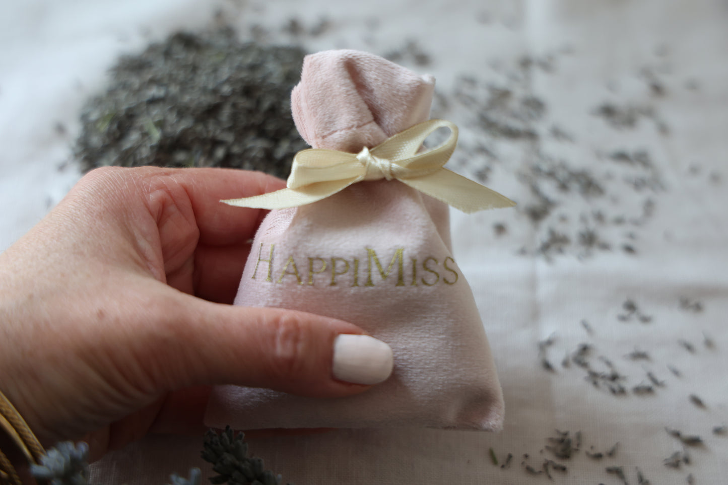 Lavender Sachet - a touch of Provence in a blush velvet bag