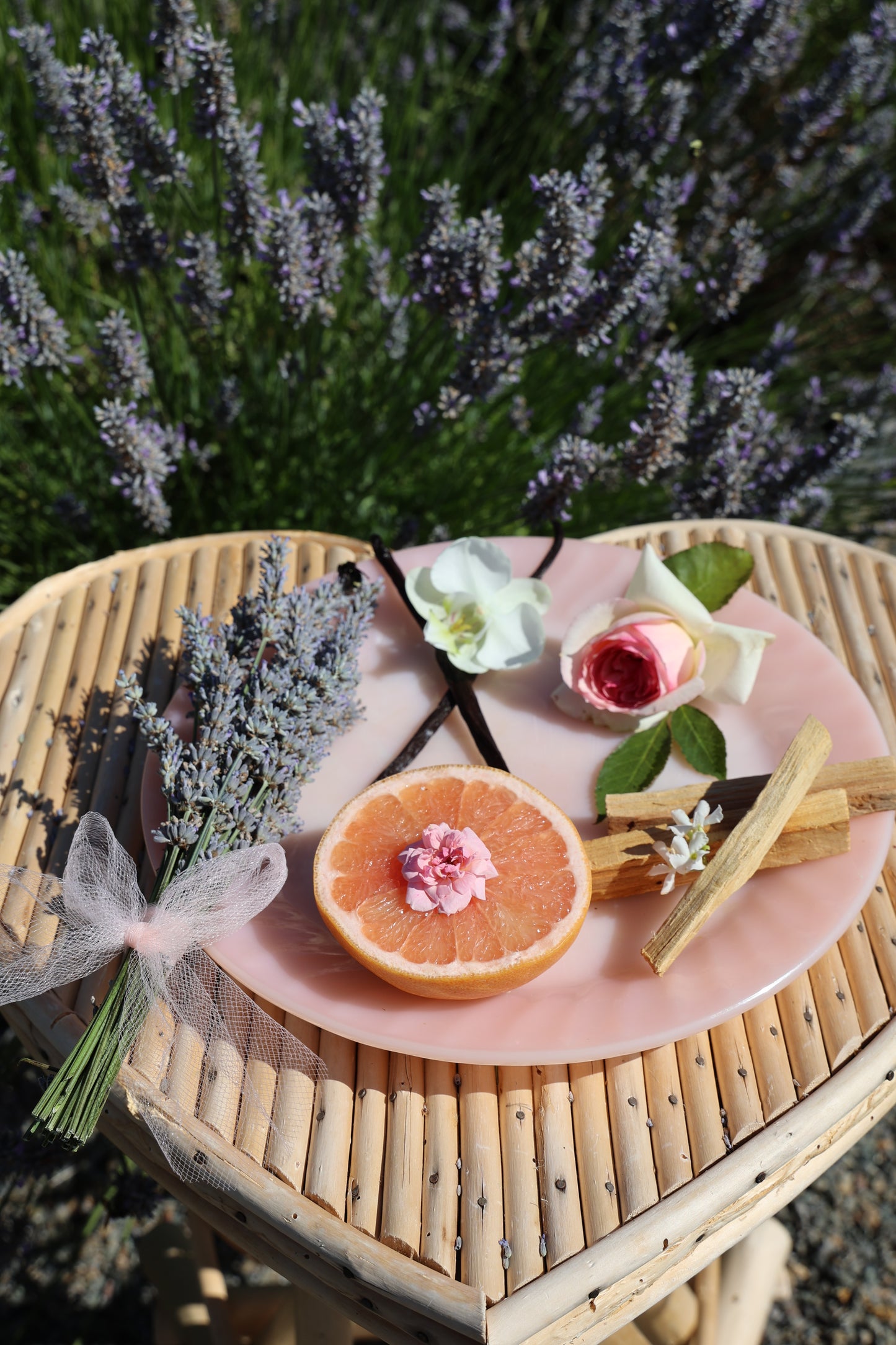 Lavender Perfume Necklace - Rose Quartz Heart | HappiMiss